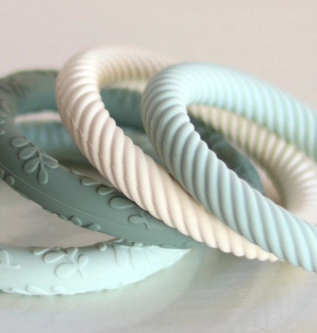 Silicone Teething Rings for Babies - Mint Cream 2 Pack