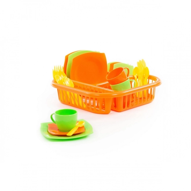 Alice's Play Dish Set with Drainer for 4