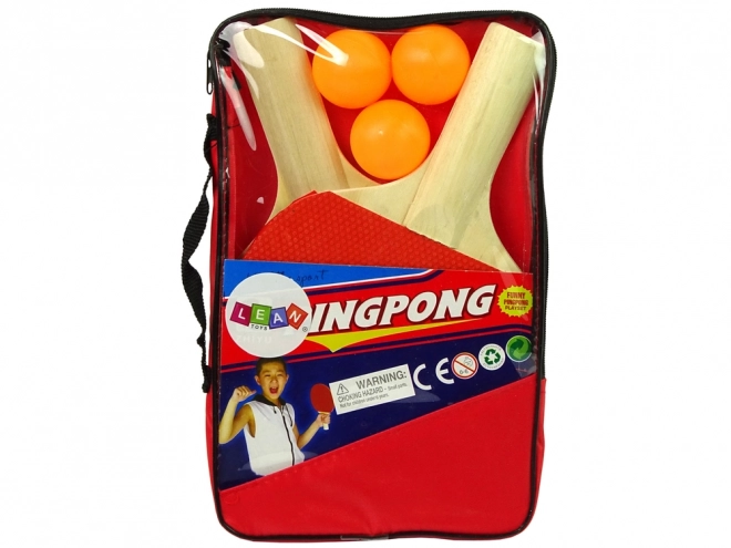 wooden table tennis set with 3 balls and cover