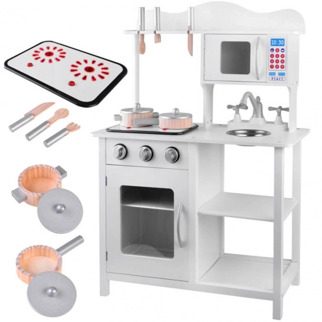 White Wooden Kids Kitchen Set with Induction Cooker