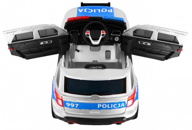 Children's Police SUV Car with Battery + Sirens + Lights + Megaphone + Remote Control + Slow Start + EVA + Stickers