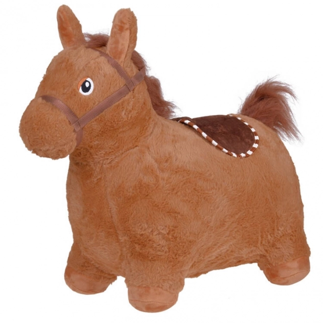 Inflatable Plush Bouncing Horse for Kids – Brown