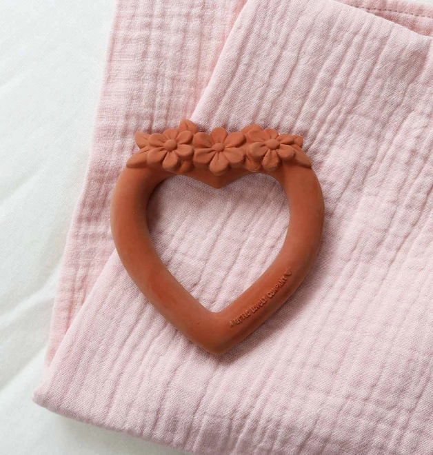 natural rubber teether - terracotta heart