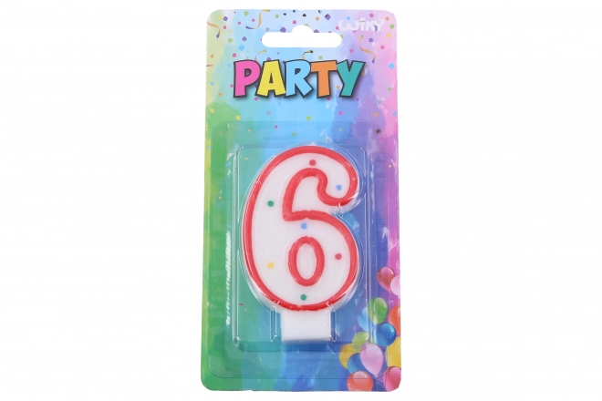 Red Number 6 Party Candle