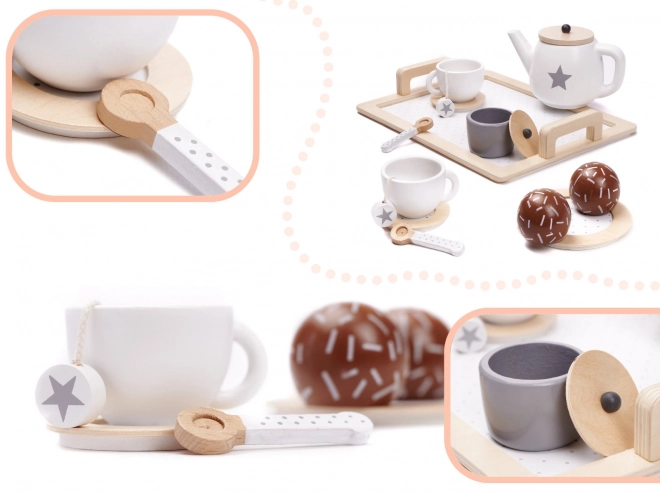 Wooden Toy Coffee Service Set for Kids