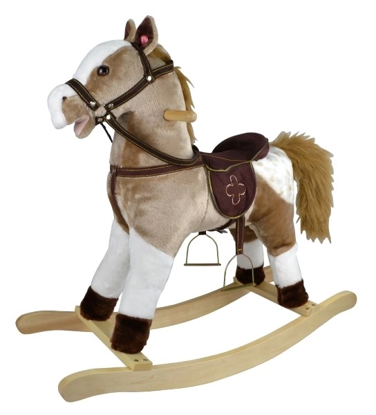 Light Brown Plush Rocking Horse with Sound and Motion