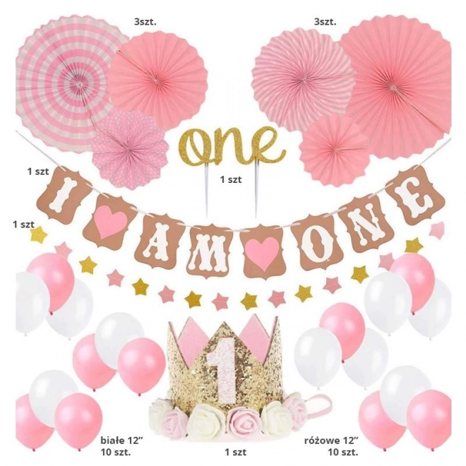 Pink Birthday Balloons Set for Girls