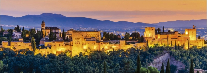 Educa Panoramic Puzzle Sunset in Spain: Alhambra, Granada 1000 Pieces