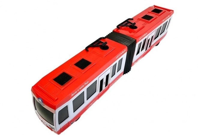 Red Articulated Bus with Friction Drive