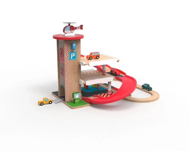 Wooden Garage with Train Set for Kids