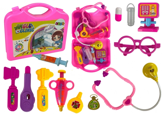 Children's Doctor Playset in Pink Case with Stethoscope