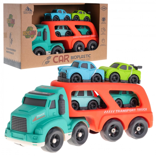 Interactive Bioplastic Tow Truck with 4 Cars