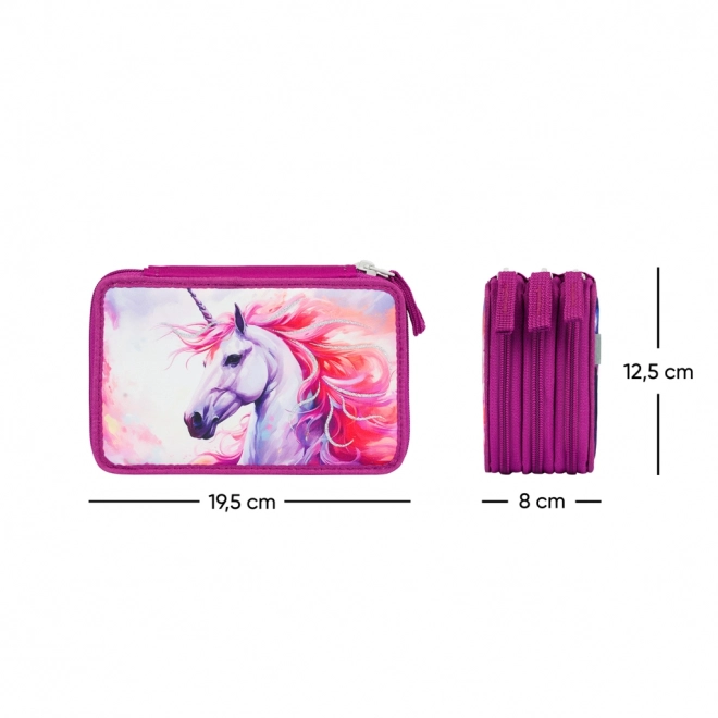 Baagl School Pencil Case Three-layer Unicorn Kingdom