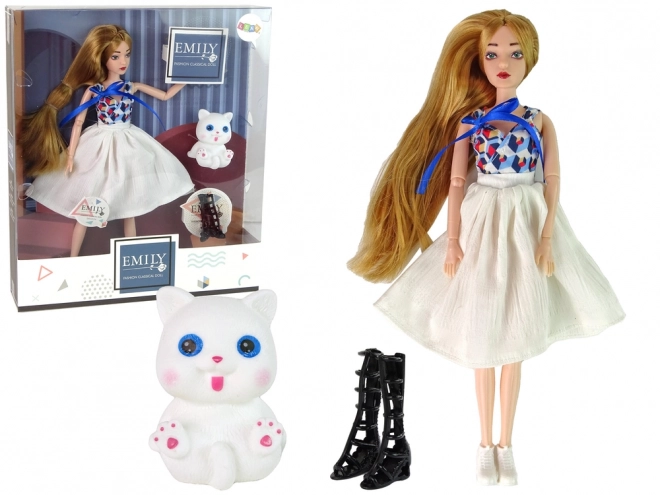 Emily Doll with White Cat and Extra Shoes