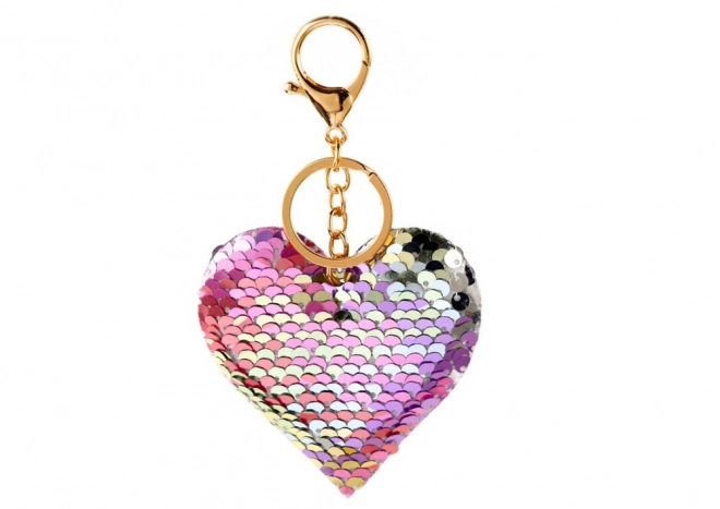 Heart Shaped Sequin Keychain