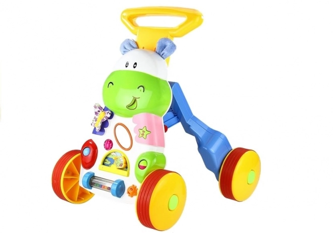 Interactive Hippo Walker with Mirror and Rubber Wheels