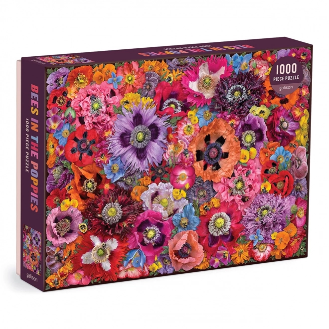 Galison Puzzle Bees Among Poppy Flowers 1000 Pieces