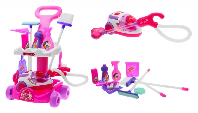 Interactive Cleaning Cart with Vacuum and Accessories for Kids 3+