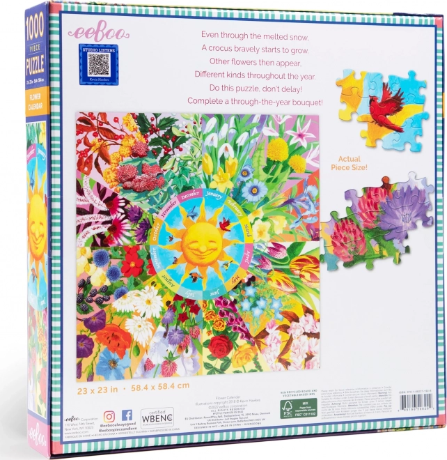 Flower Calendar Square Puzzle 1000 Pieces