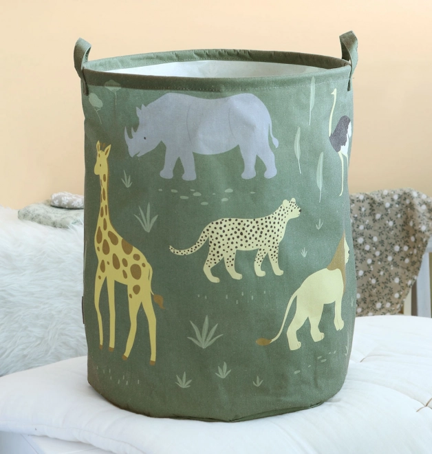 Toy Storage Basket with Savanna Animals Print