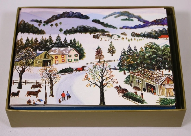 Christmas Folk Art Postcard Box by Konstantin Rodko