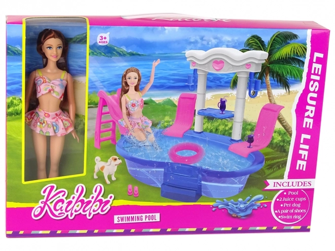 Children's Doll Playset with Pool and Slide