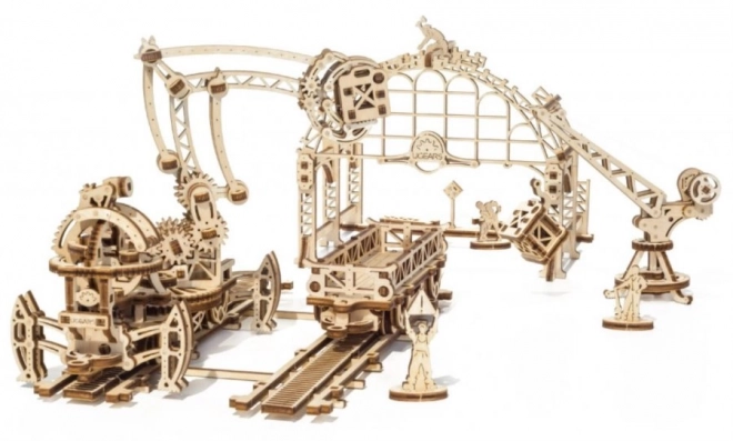 Ugears Mechanical Town Train Transfer Station 3D Wooden Puzzle