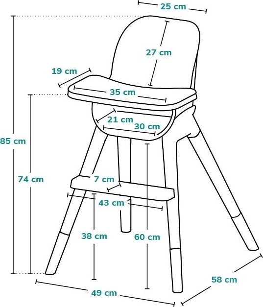 High Chair 2-in-1 Pink Rose