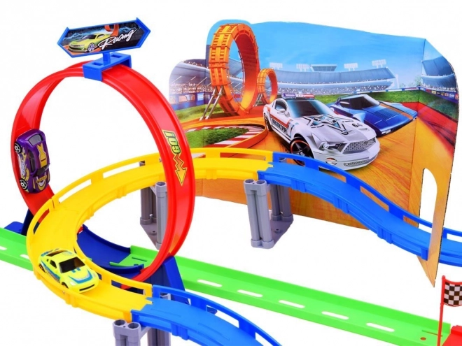 Twisting Racing Track with Launcher and Cars