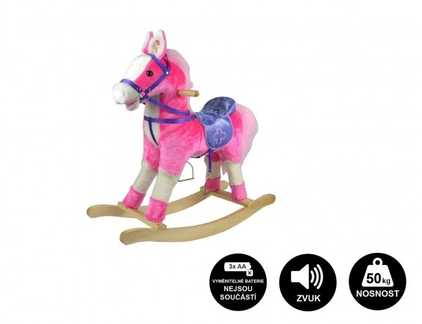 Plush Pink Rocking Horse with Sound and Movement – Pink