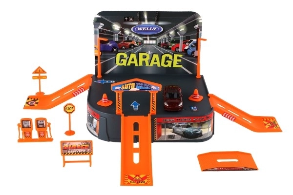 Welly Garage with Porsche Toy Car