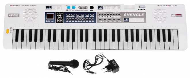 White Keyboard with Microphone and Recording for Children Ages 5+