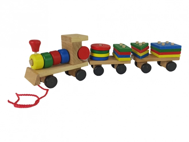 Wooden Train Locomotive 2 Detachable Wagons