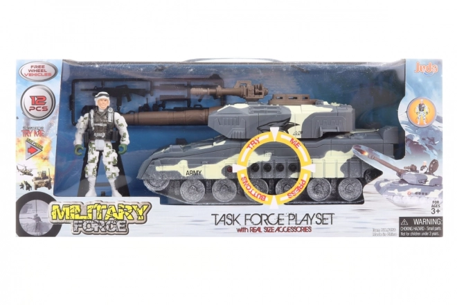 Military Toy Set with Battery-Operated Tank