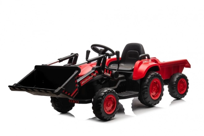 Trattore rosso per bambini con batteria ricaricabile e pala