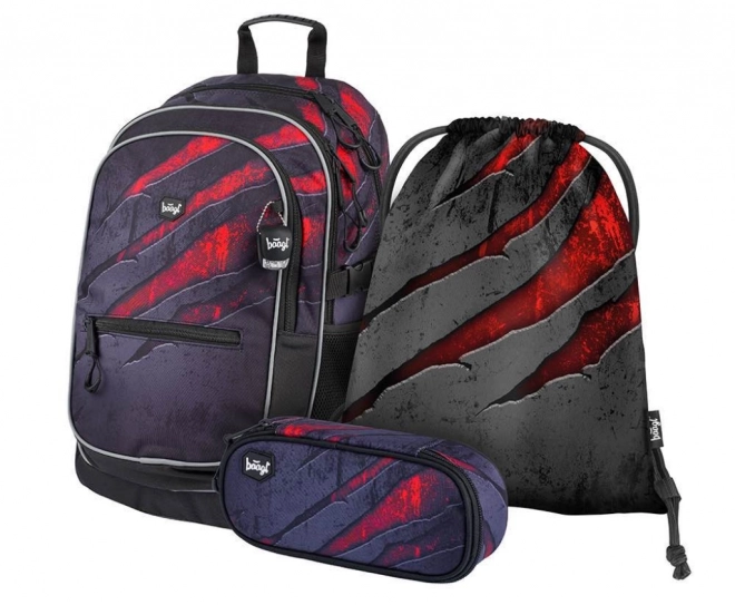 School Backpack, Pencil Case, and Shoe Bag Set - Lava Design