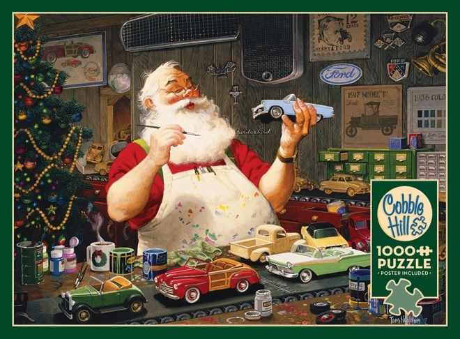 Cobble Hill Puzzle - Santa Painting Toy Cars 1000 Pieces