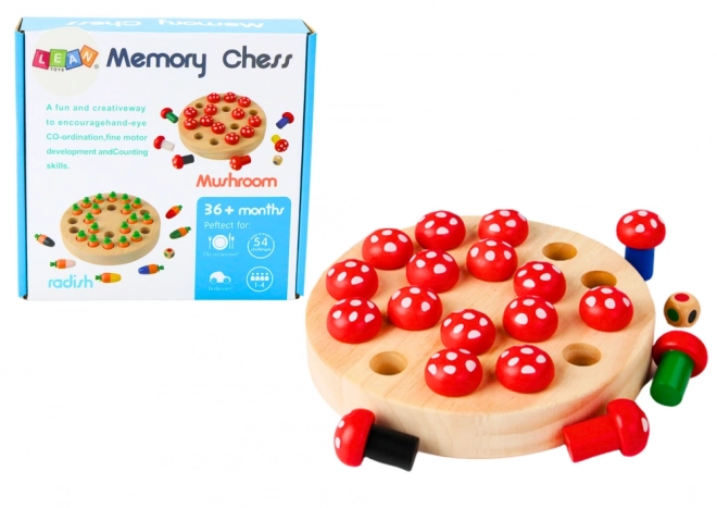 Wooden Family Memory Game with Mushrooms