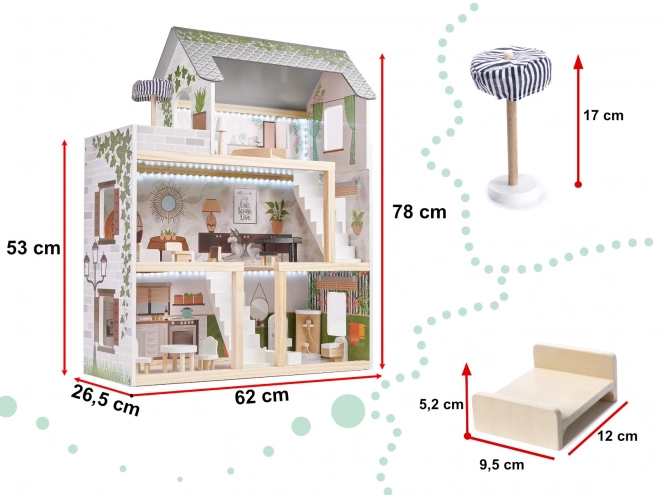 Wooden Dollhouse Floro Boho LED 78cm