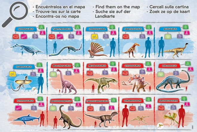 Educa World Map Puzzle with Dinosaurs 150 Pieces