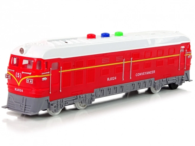 Friction-Powered Red Toy Train with Sound and Lights