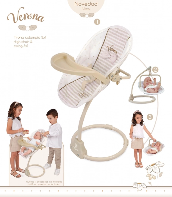 Multifunctional Doll High Chair and Swing Verona