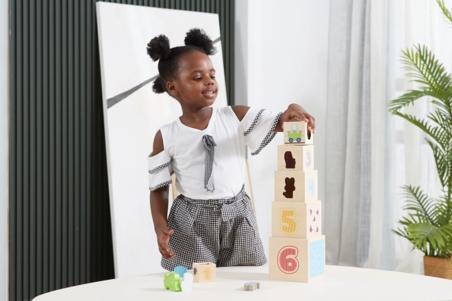 Wooden Stacking Blocks with Animals and Train