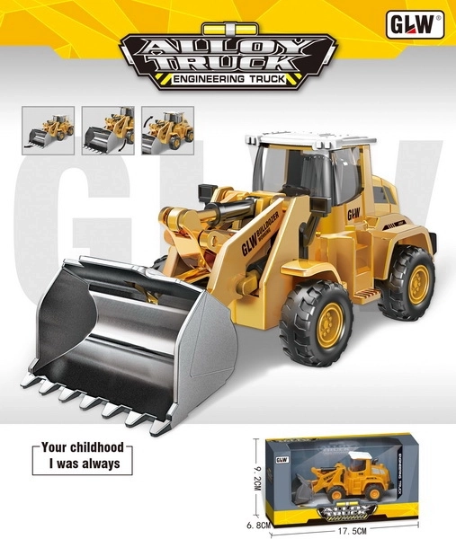 Children's Metal Bulldozer with Rubber Tires and Friction Drive