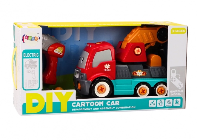 Cartoon DIY Tow Truck with Crane - Orange