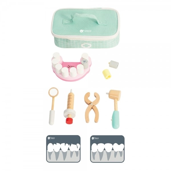 Dentist Play Set with Wooden Tools in Fabric Bag