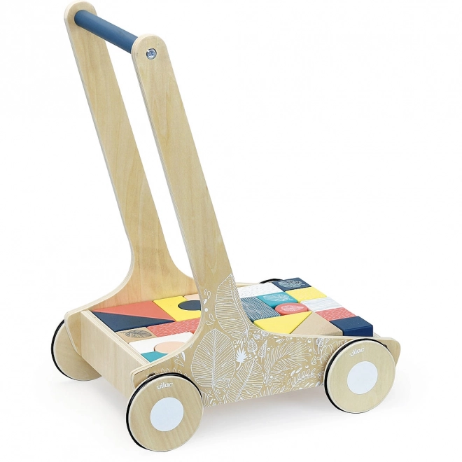 Wooden Walker with Colorful Blocks by Vilac