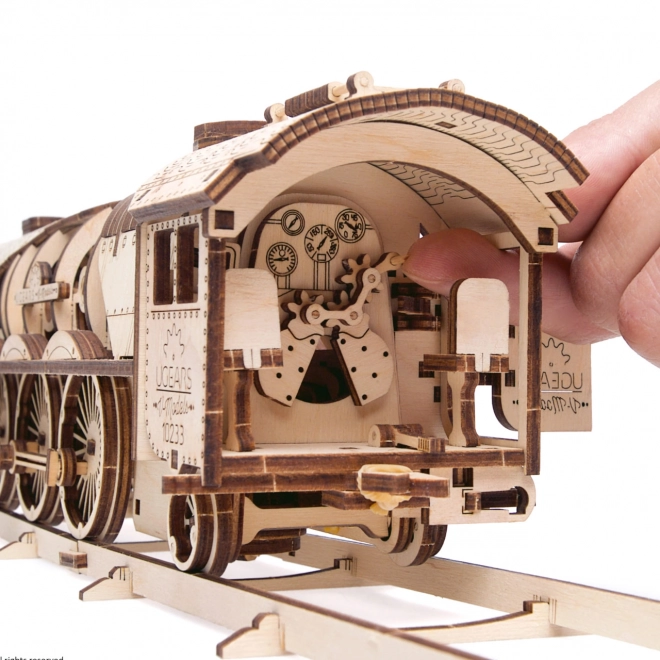 Ugears 3D Wooden Mechanical Puzzle Steam Locomotive V-Express 4-6-2 with Tender