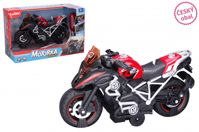 Red Toy Motorcycle with Screwdriver and Effects