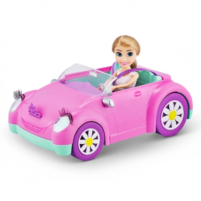 Convertible Doll Set 10.5 inch Pink Car